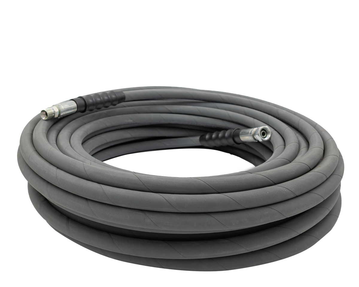 3/8" R2 2 Wire Hose - Grey - 6,000 PSI - Lenflex[165 R2J400 02ML 3/8FS X3/8M]