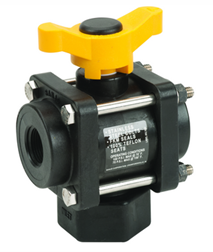 Poly Valve 3way 3/4" FPT 1" Port Bottom Ld [V075BL]